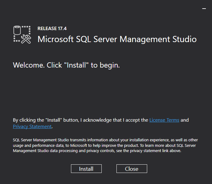 starting SSMS installation